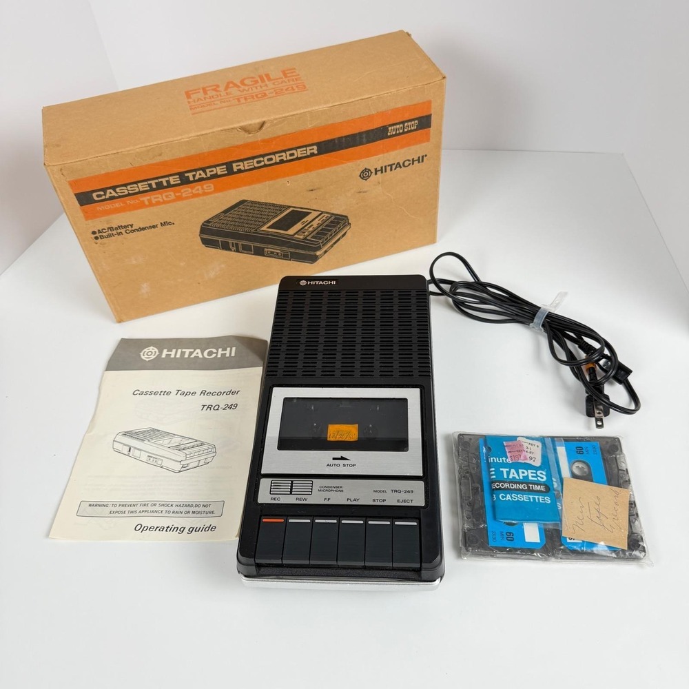Hitachi TRQ-249 Cassette Tape Recorder Vintage Manual Tapes Tested